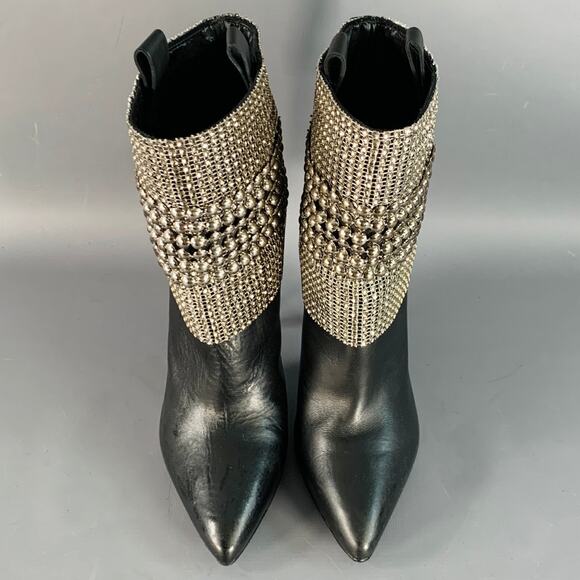 SCHUTZ Size 7 Black Studded Pull On Stiletto Booties - Picture 4 of 8